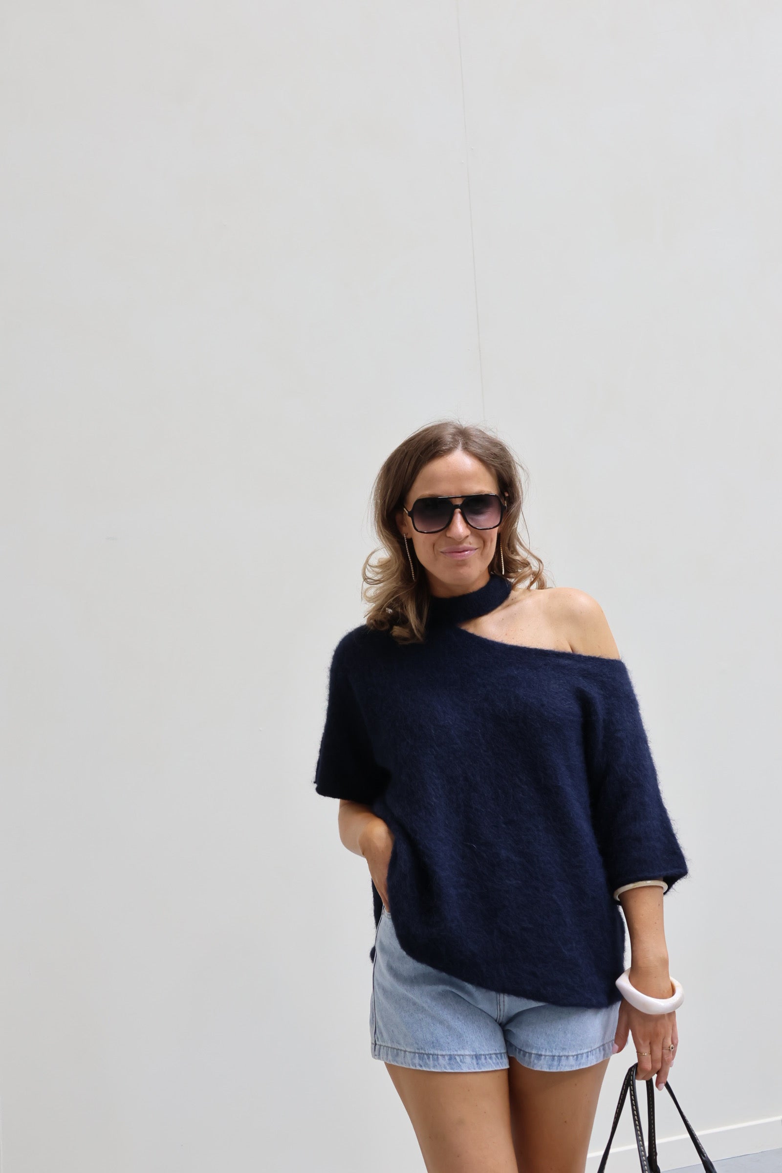 Tille knit met detail marine