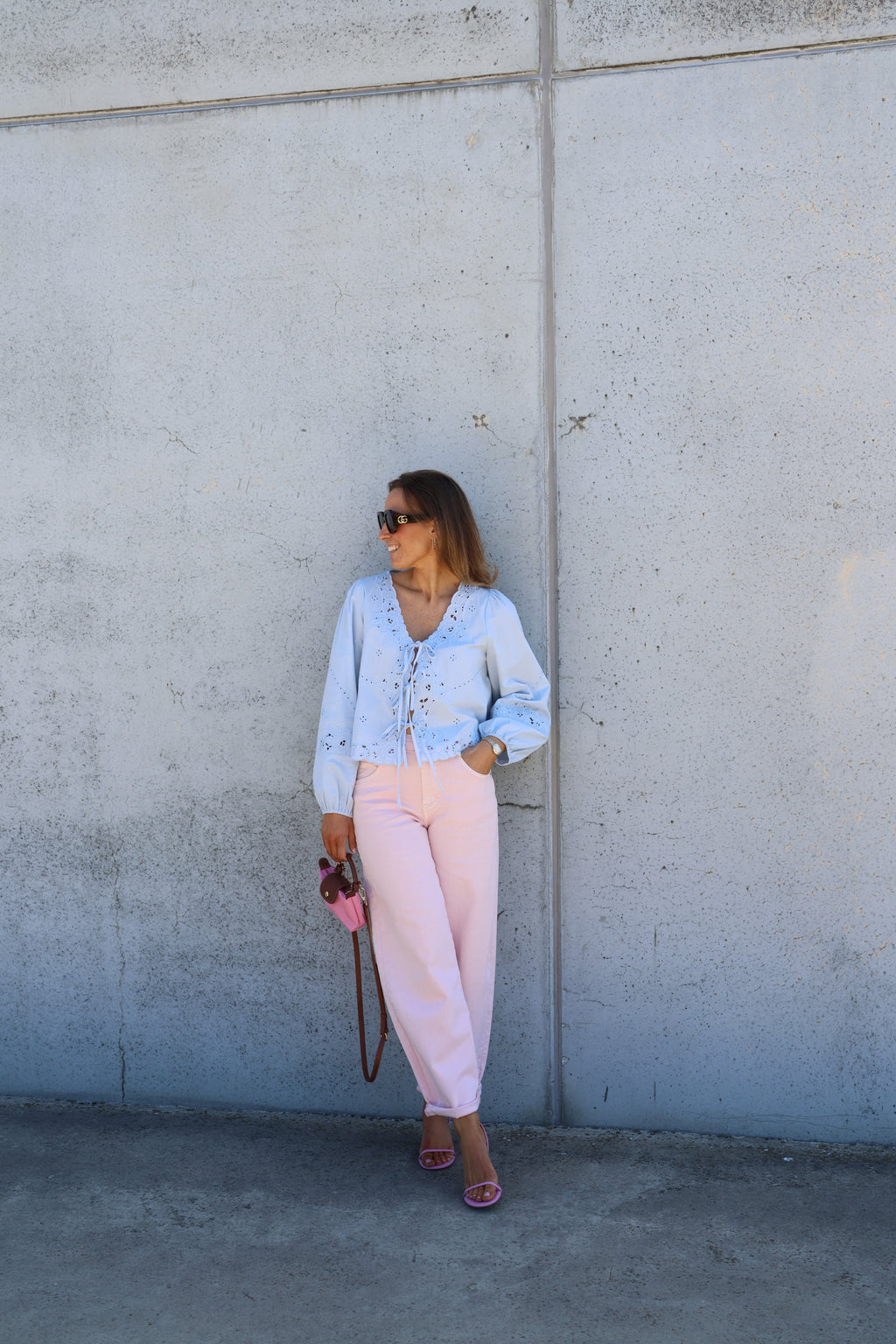 Nena blouse met details blauw