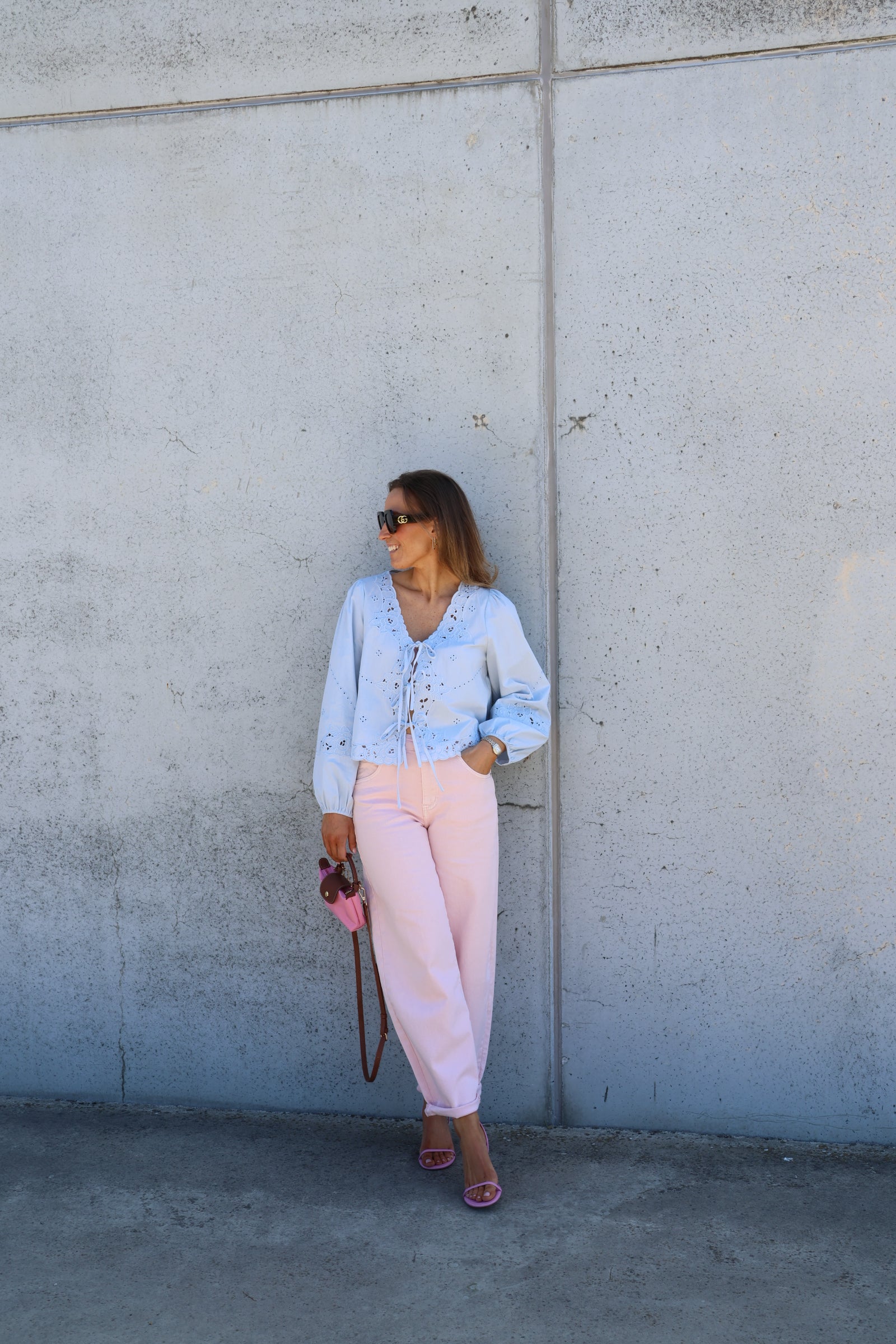 Nena blouse met details blauw