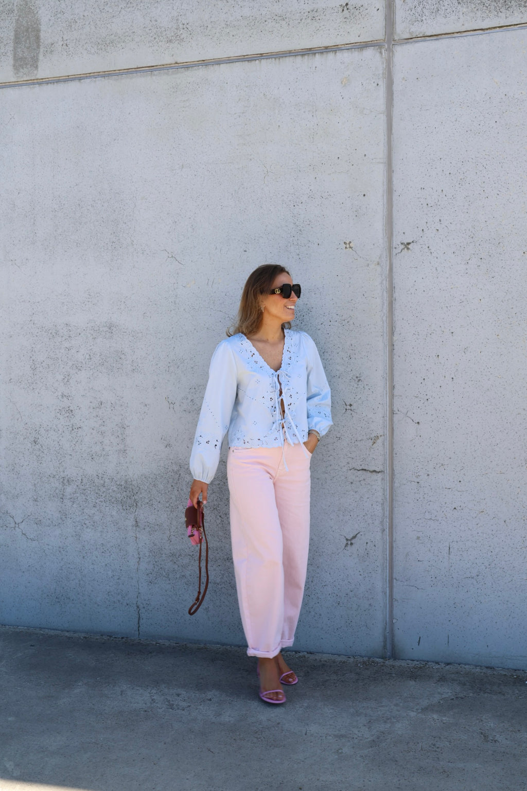 Nena blouse met details blauw