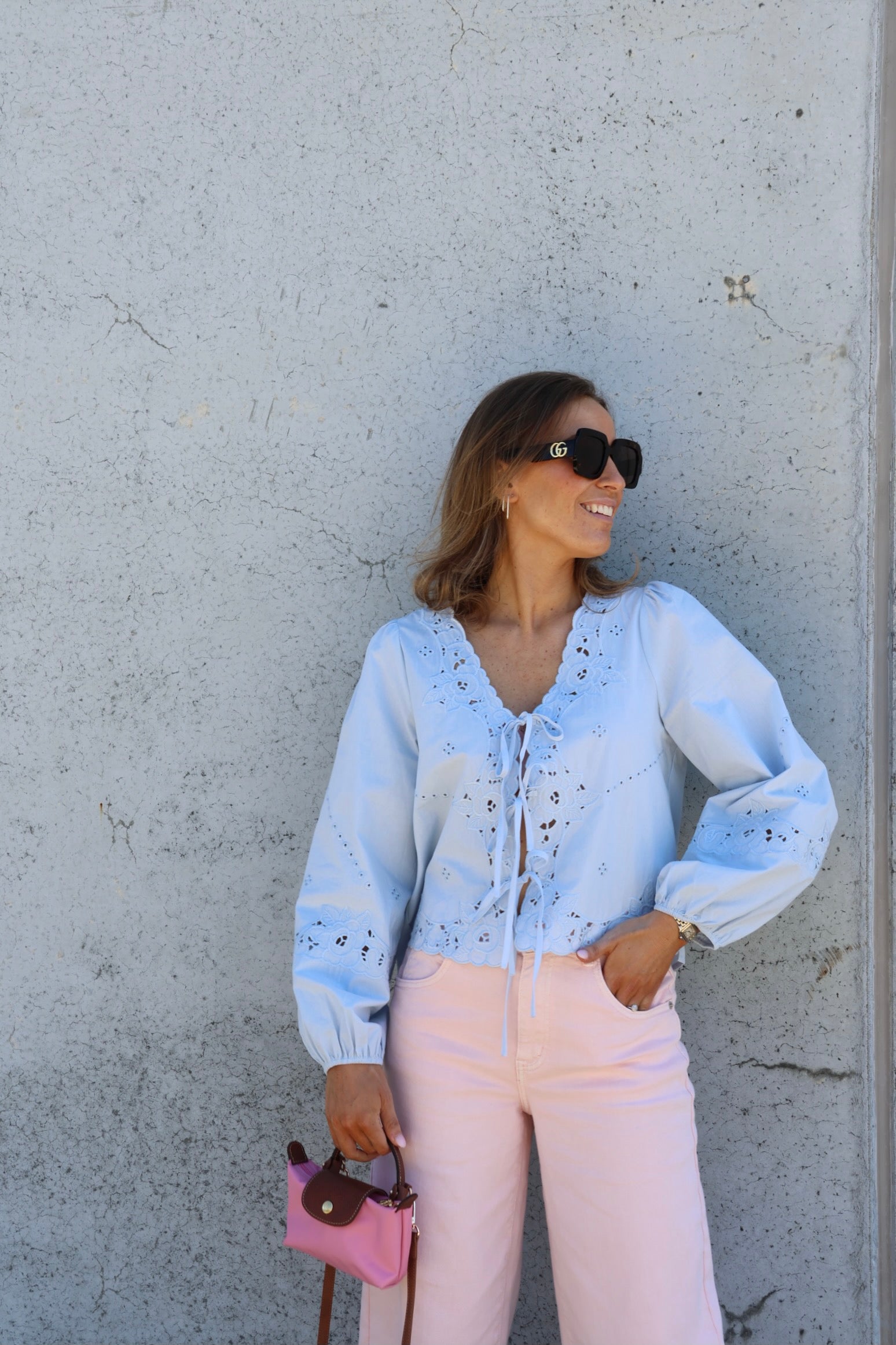 Nena blouse met details blauw