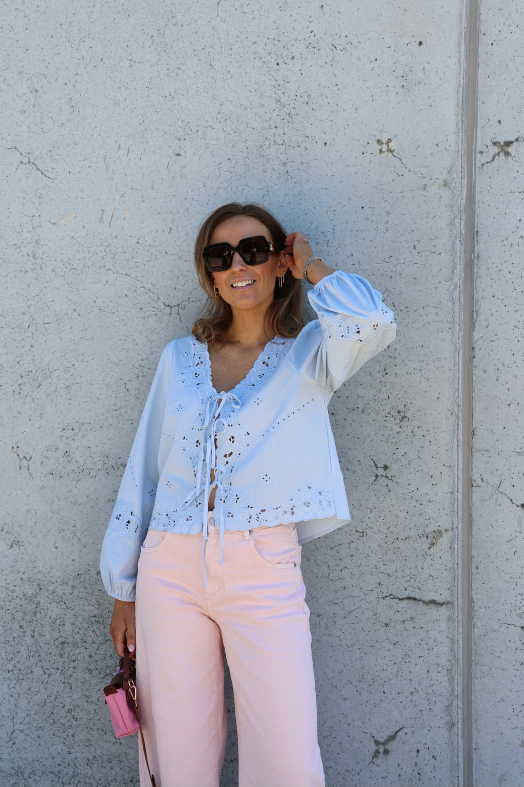 Nena blouse met details blauw