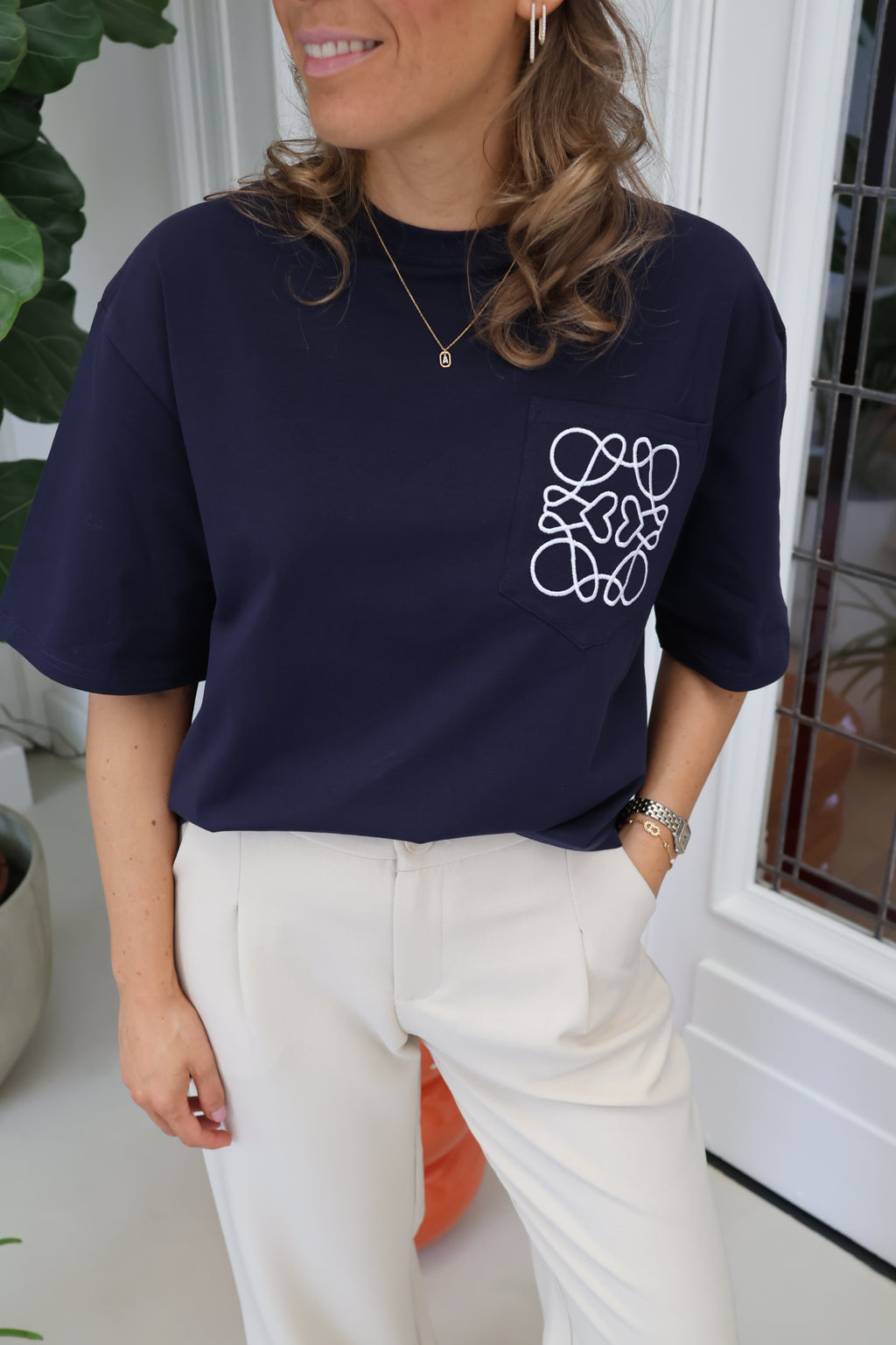 Nienke detail T-shirt marine