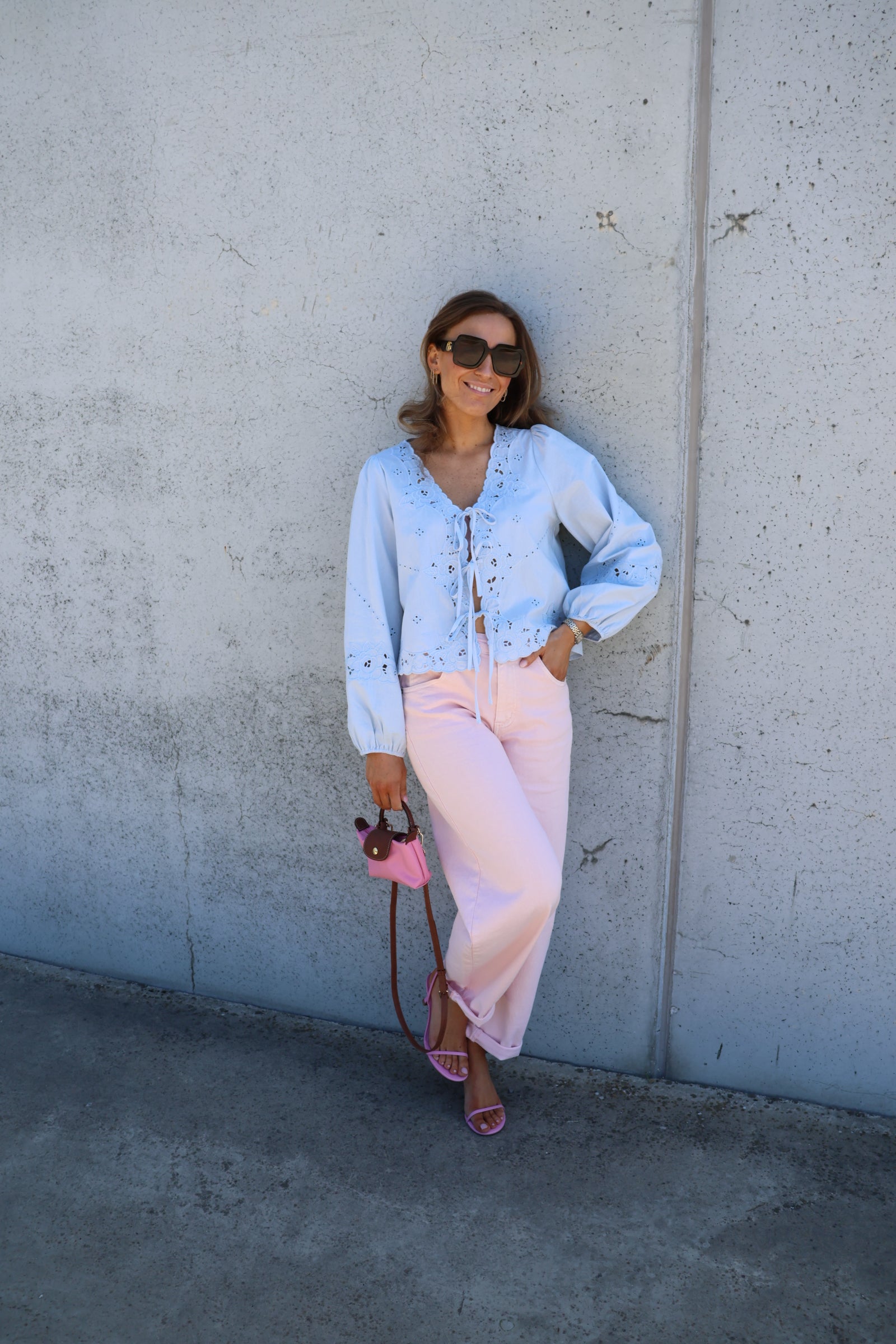 Nena blouse met details blauw