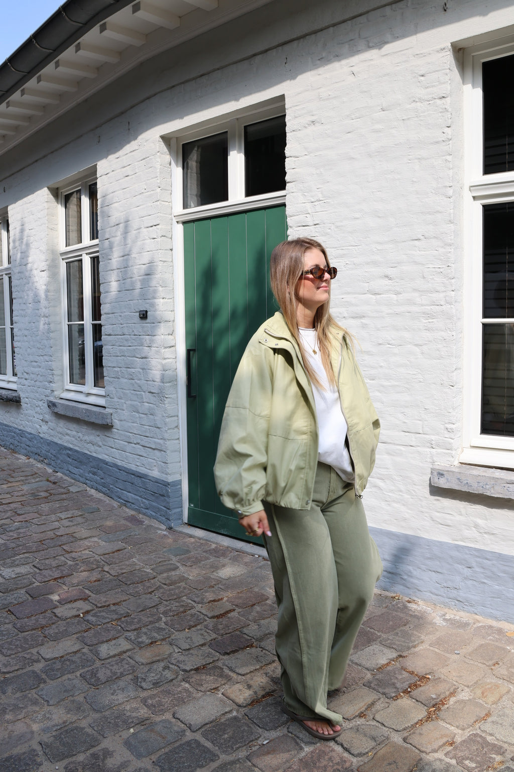 Soraya faux leather vestje zachtgroen