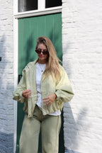 Soraya faux leather vestje zachtgroen