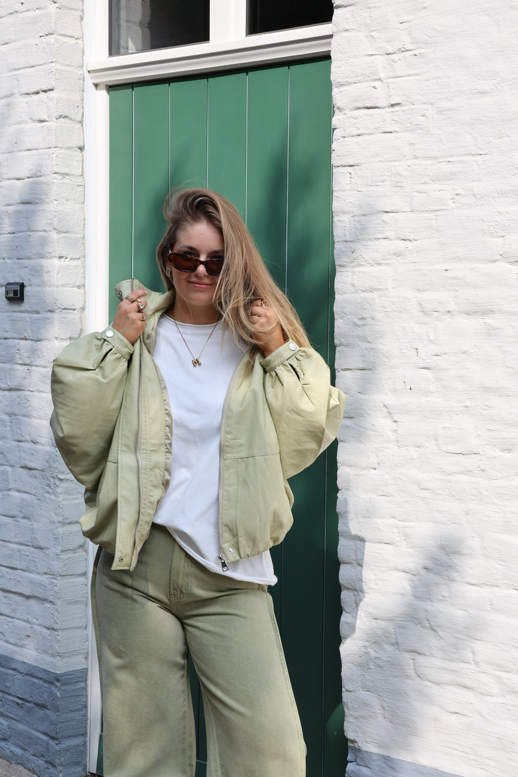 Soraya faux leather vestje zachtgroen