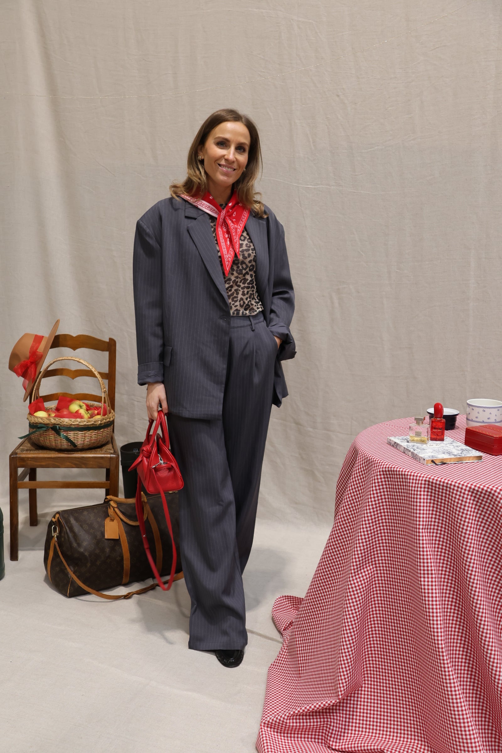 Viona striped blazer grey