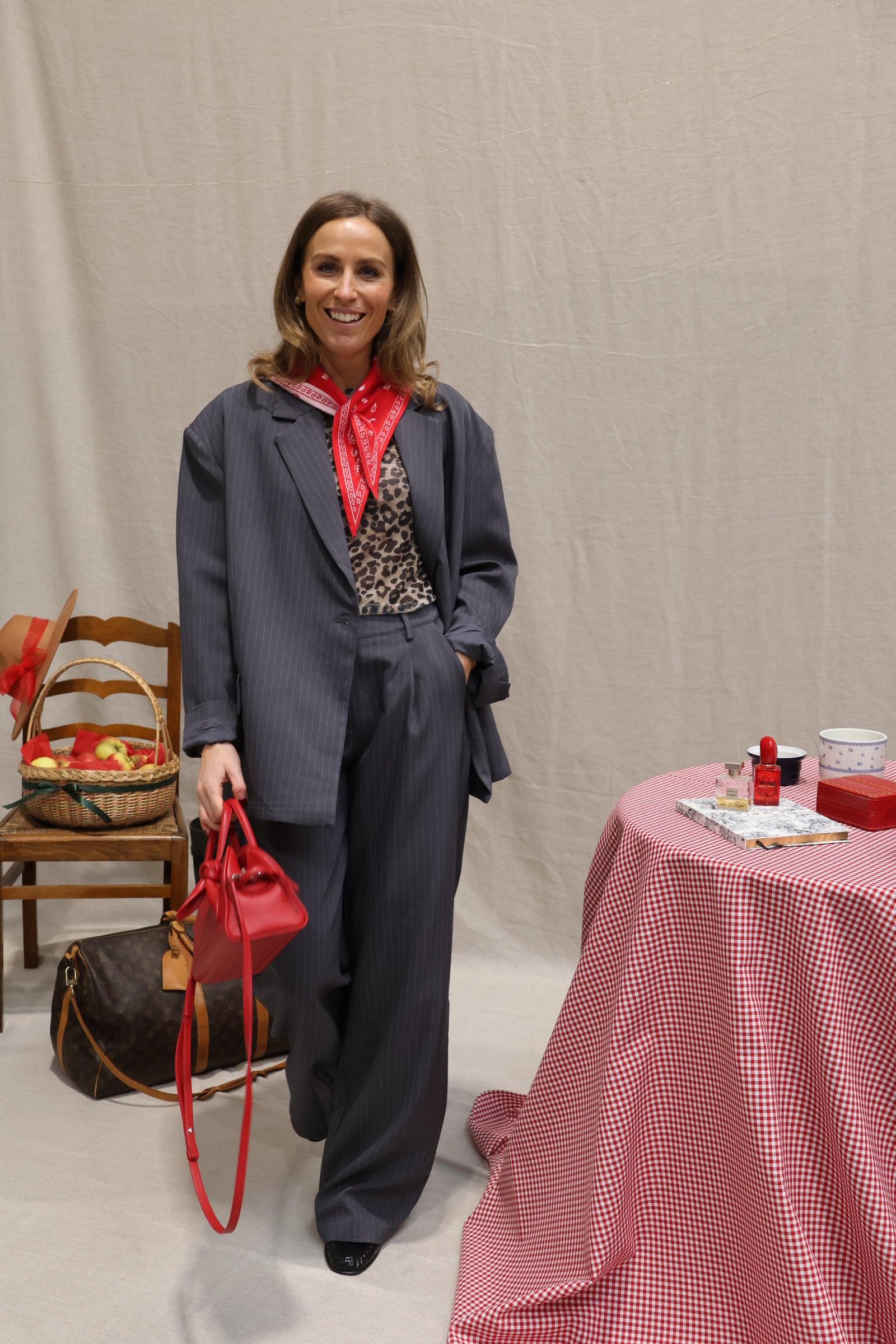 Viona striped trousers grey