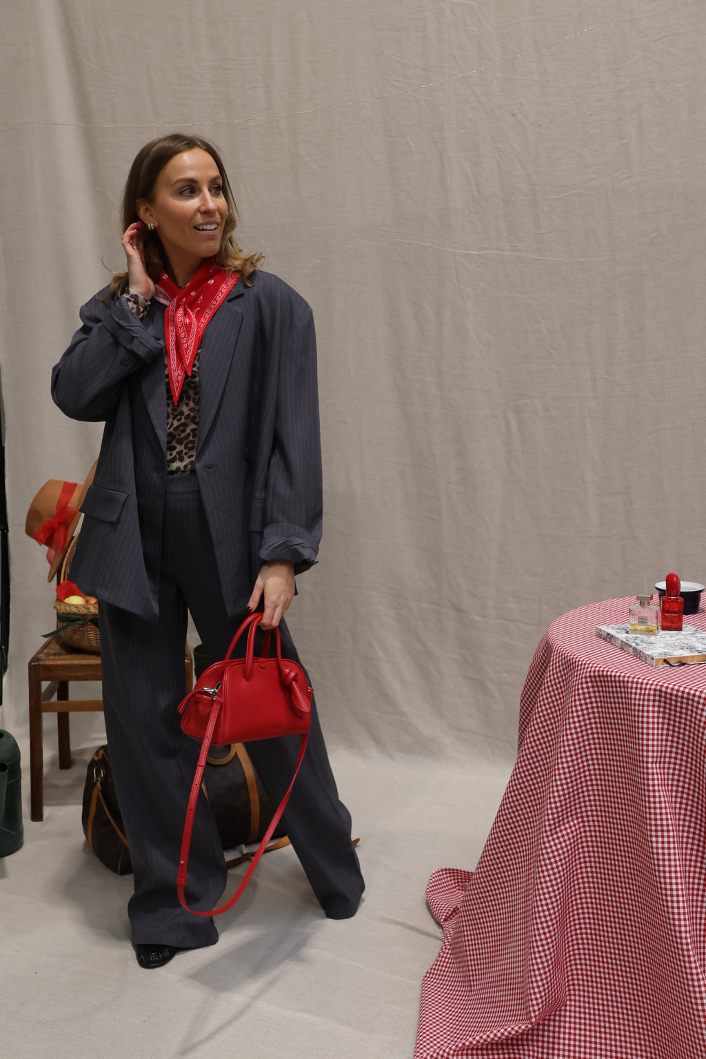 Viona striped trousers grey