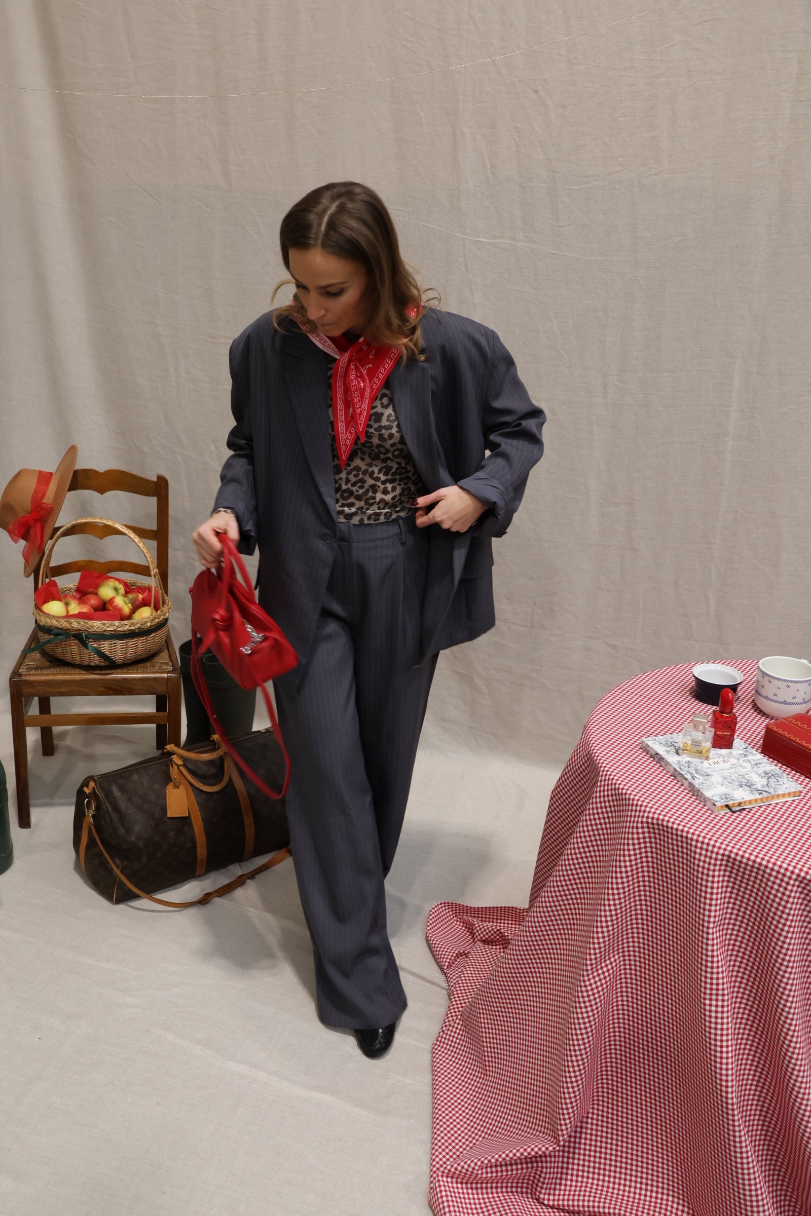 Viona striped trousers grey