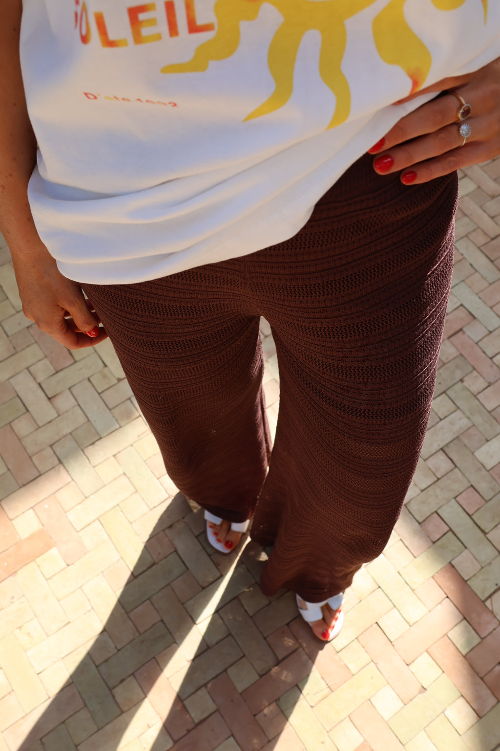 Phaedra bruine pantalon met structuur