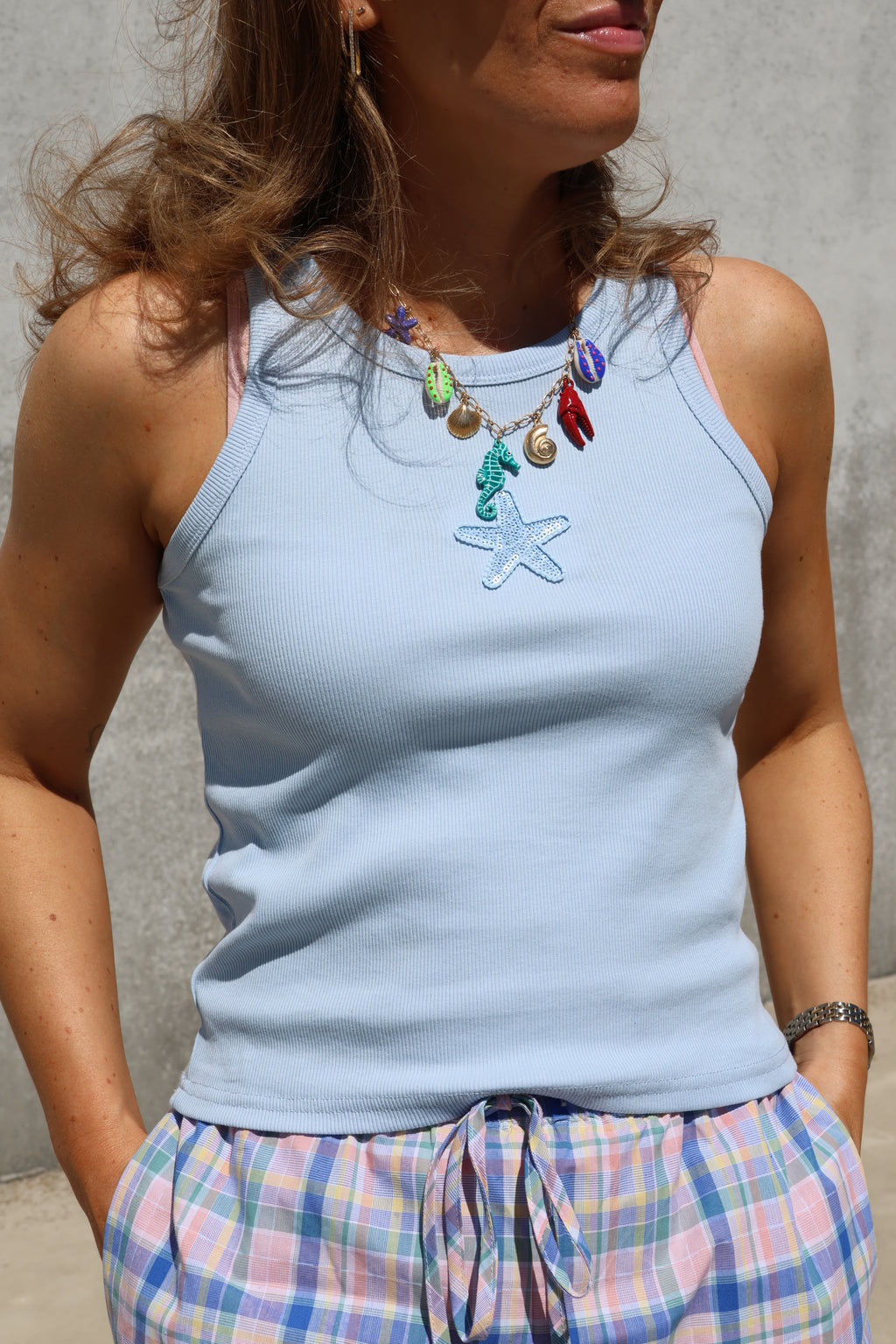 Tank top blauw met ster