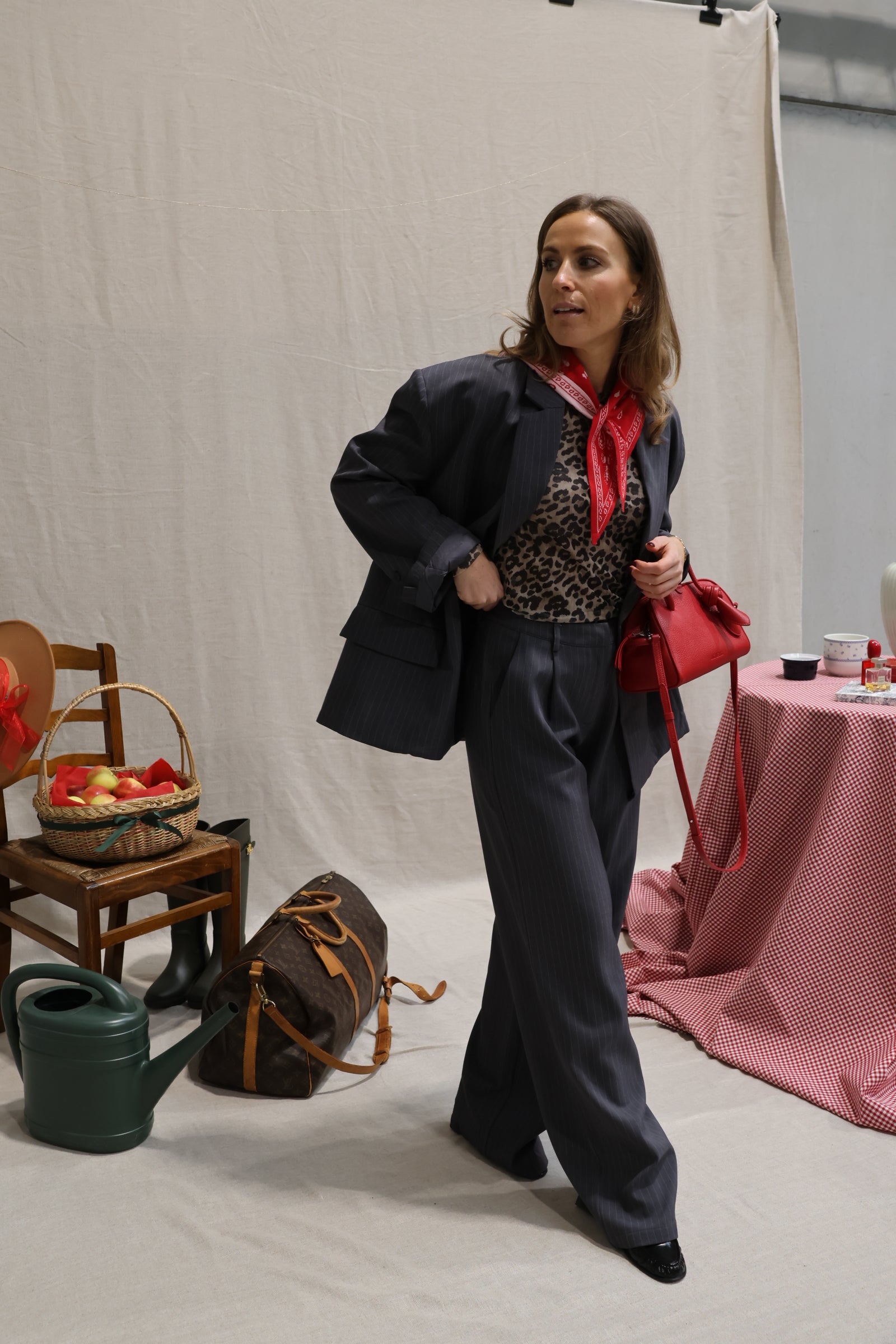 Viona striped trousers grey