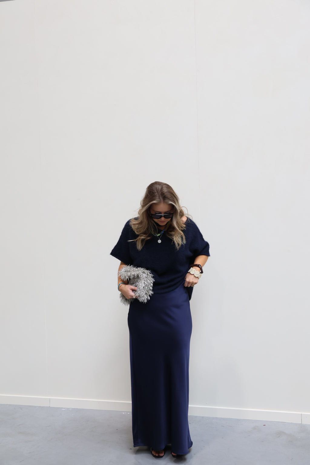 Tille knit met detail marine