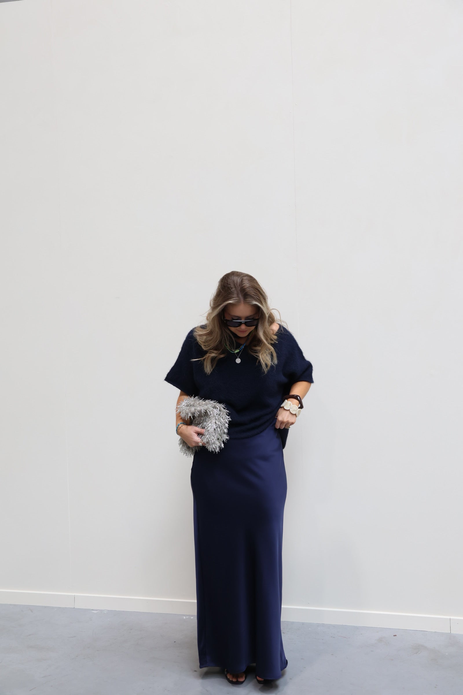 Tille knit met detail marine