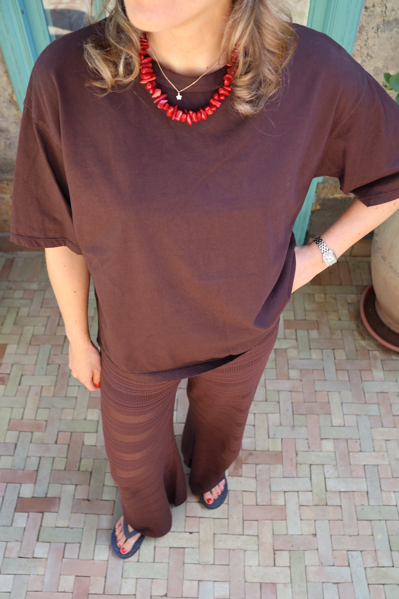 Boxy T-shirt bruin