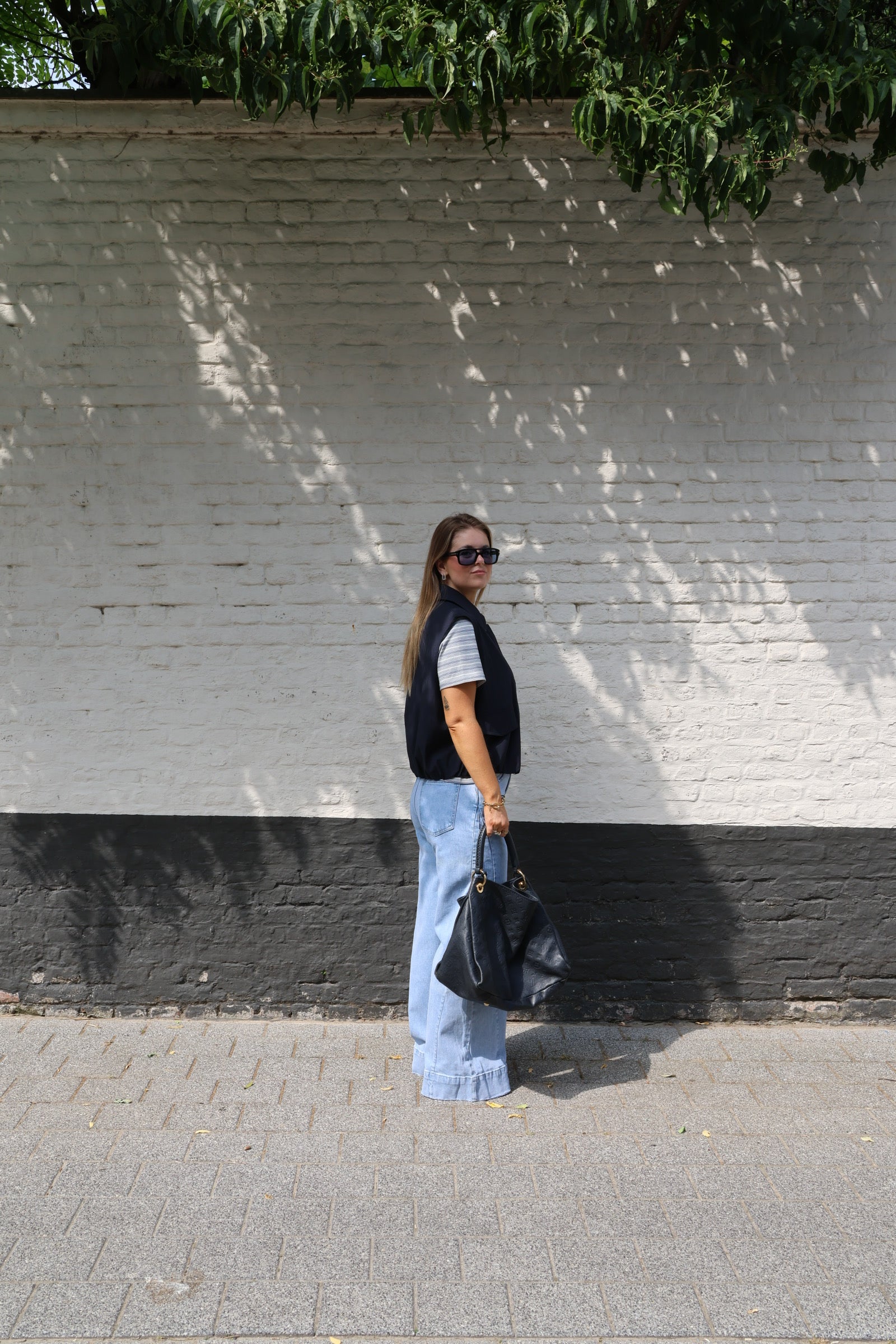 Anouk gestreepte T-shirt grijs/blauw