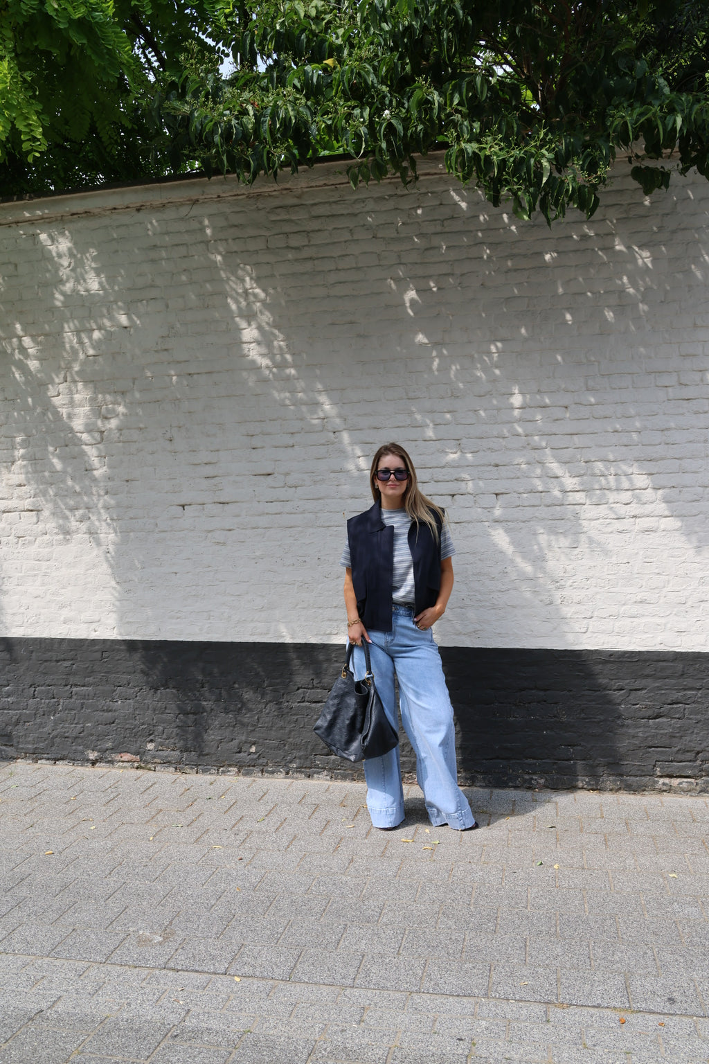 Anouk gestreepte T-shirt grijs/blauw
