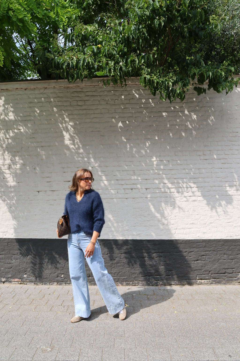 Calista wide leg jeans met detail