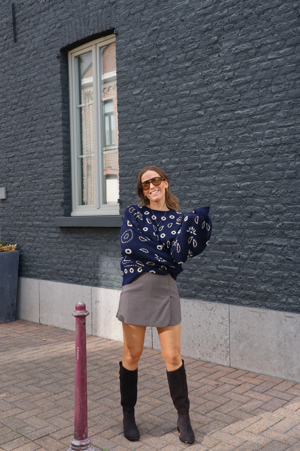 Liz trui met paisley print marine