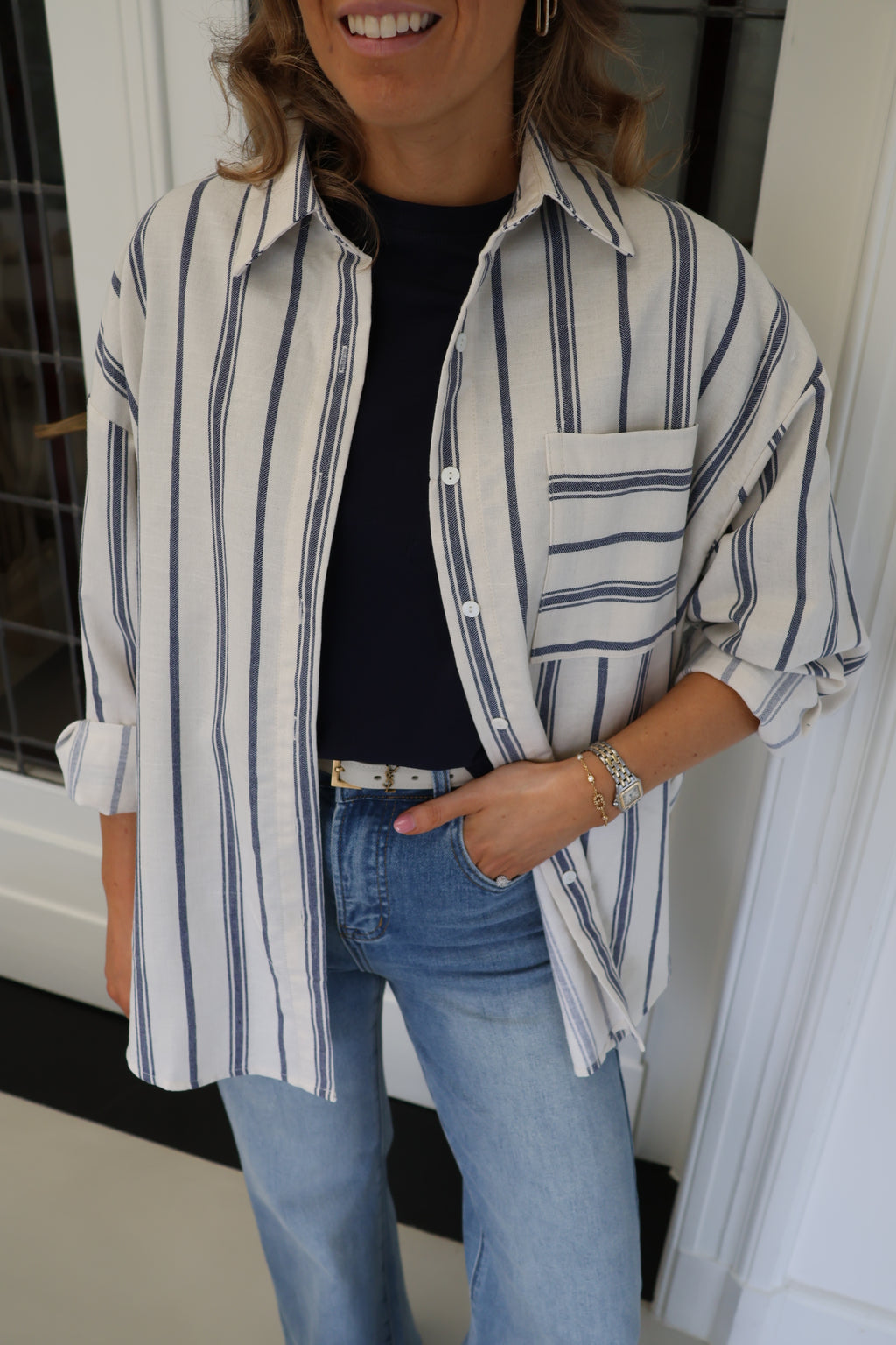 Laure gestreept hemd blauw