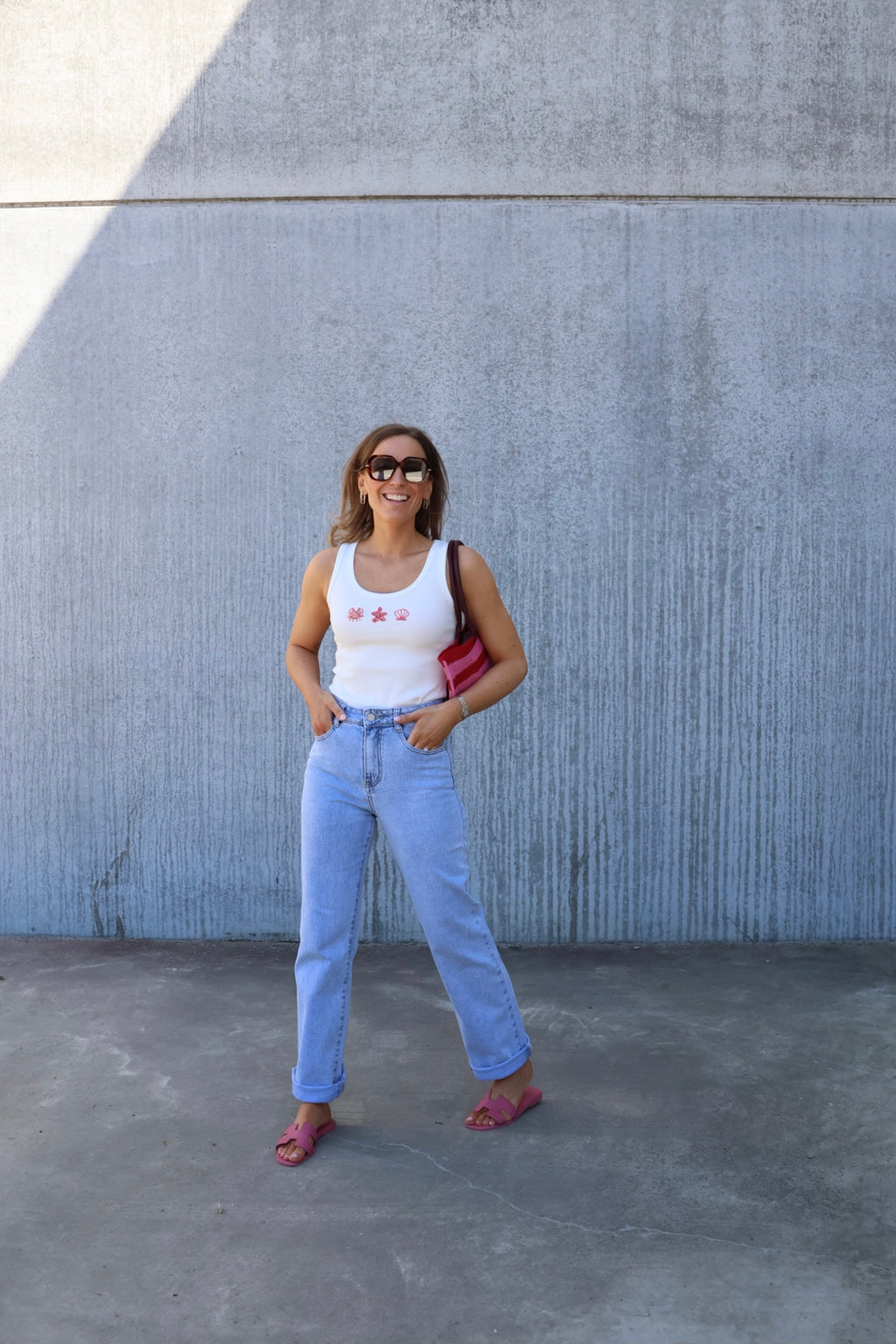 Tine high rise straight jeans
