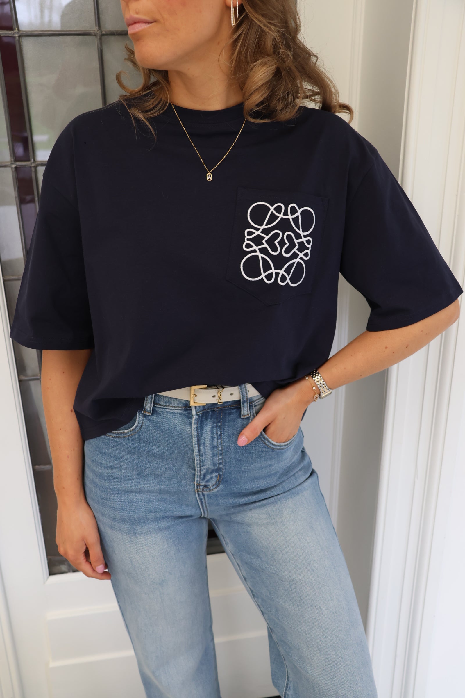 Nienke detail T-shirt marine