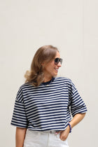 Mila gestreepte T-shirt marine/grijs