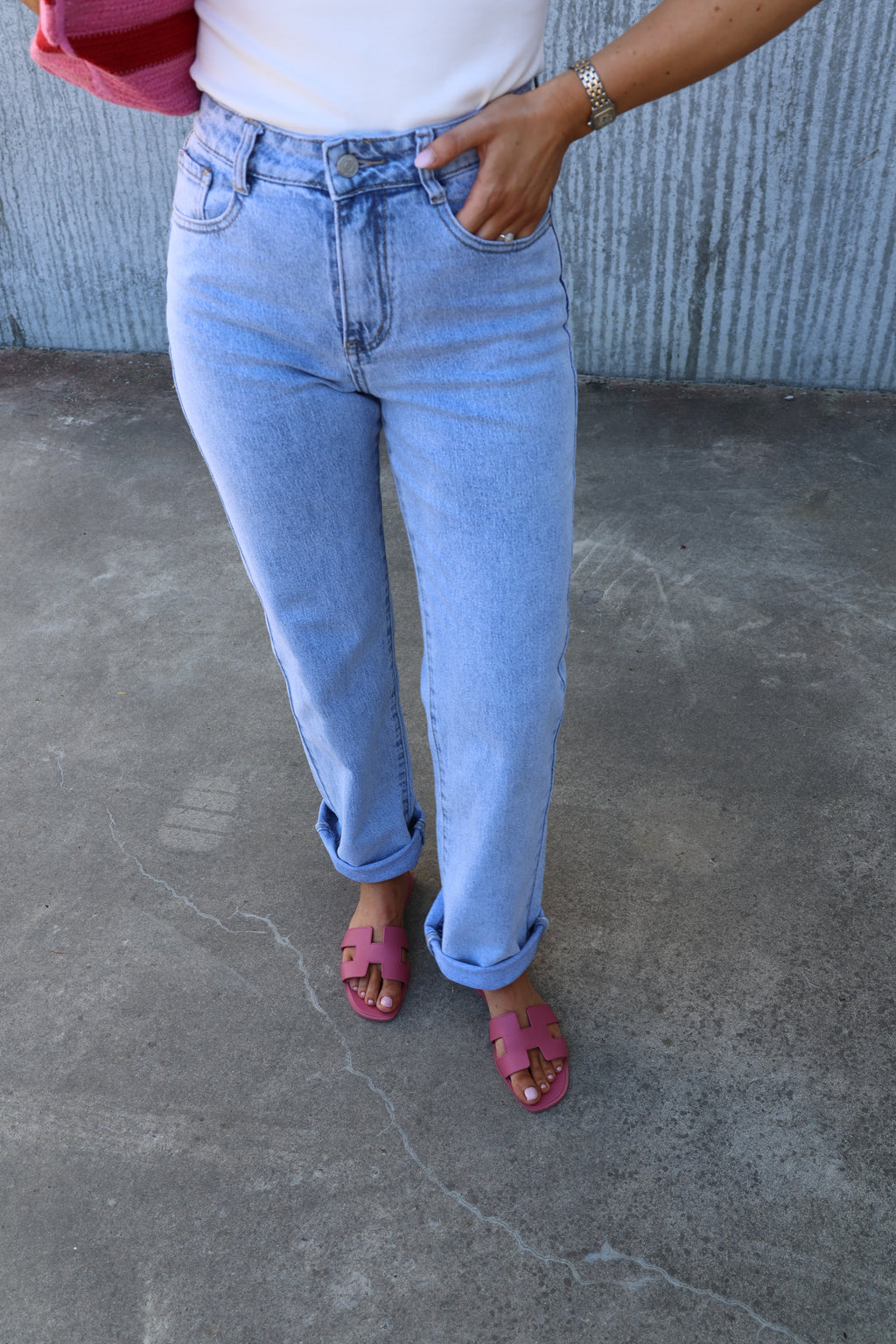 Tine high rise straight jeans