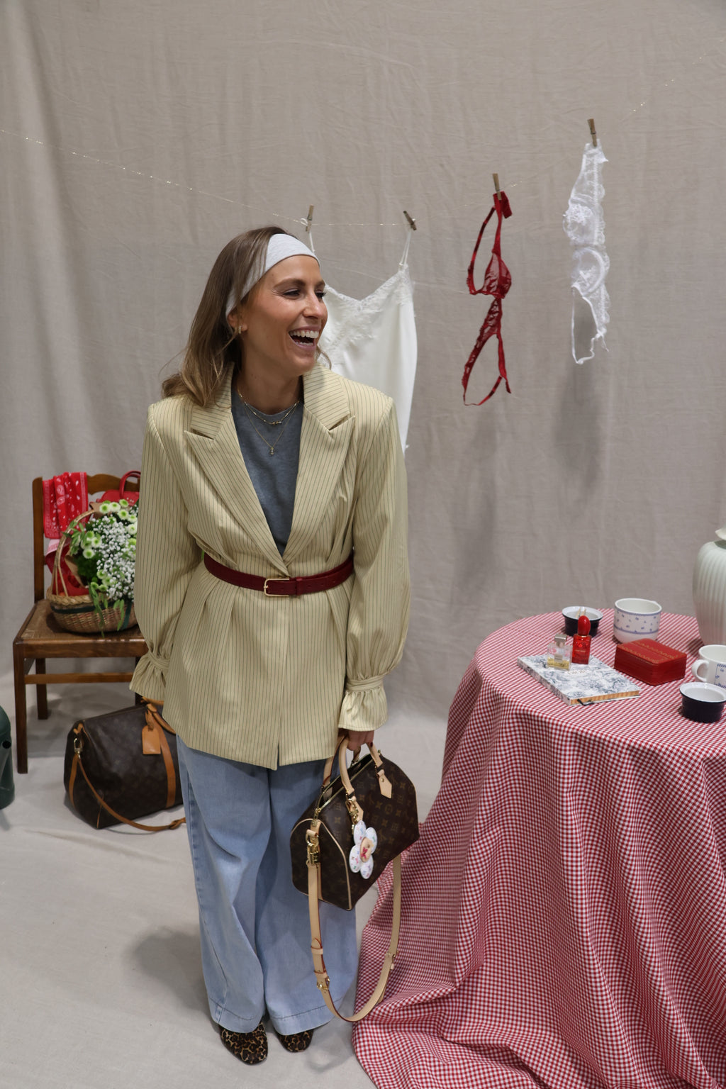 Elsa striped blazer yellow