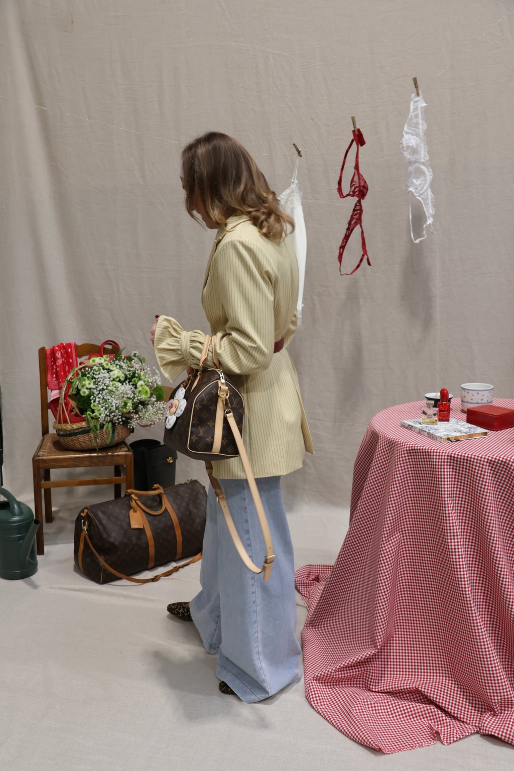 Elsa striped blazer yellow