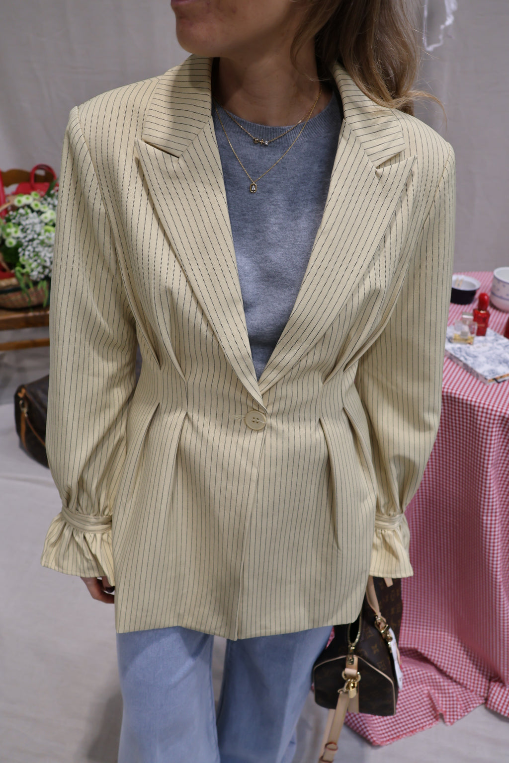 Elsa striped blazer yellow