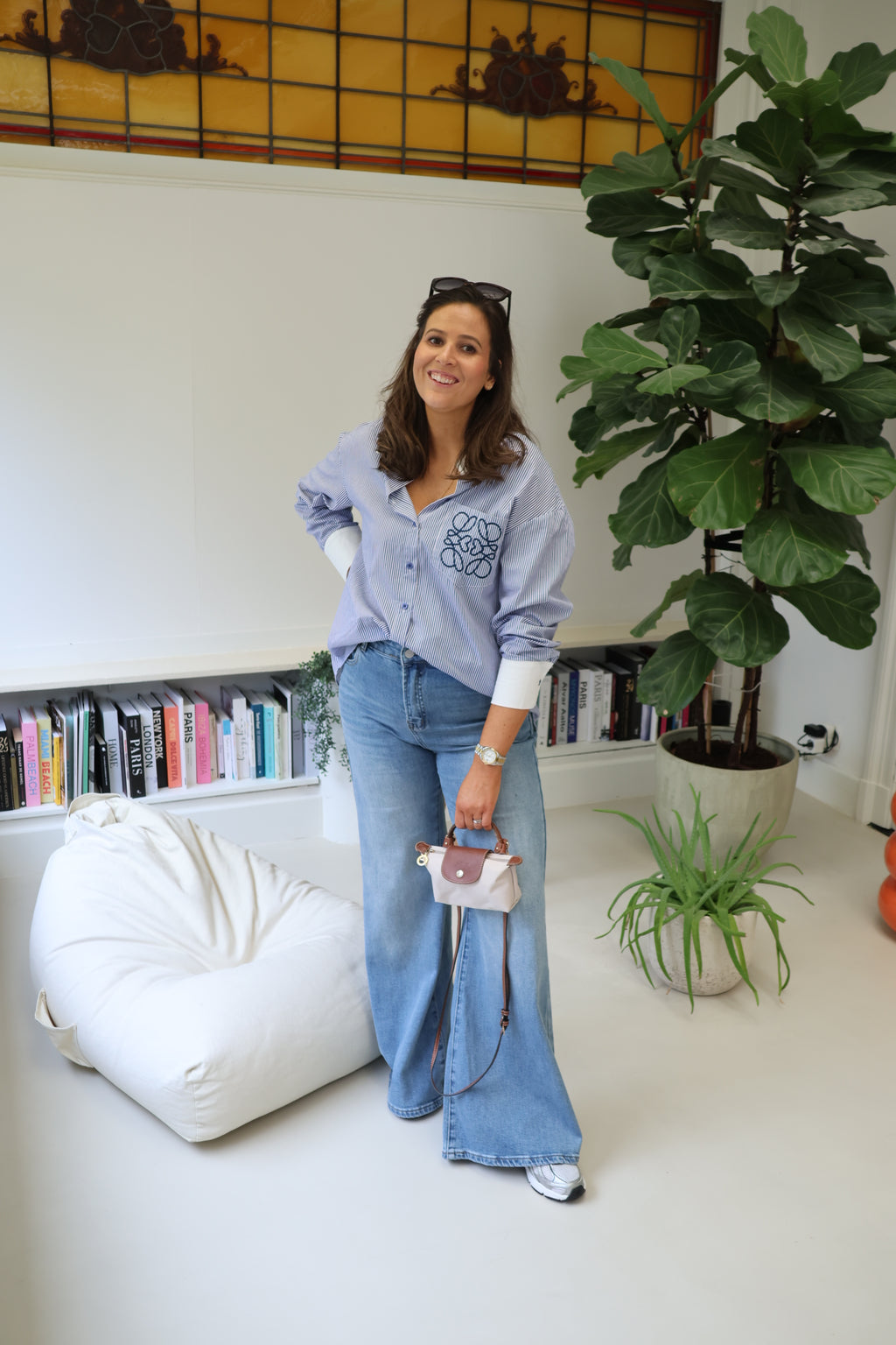 Nienke gestreept detail hemdje marine