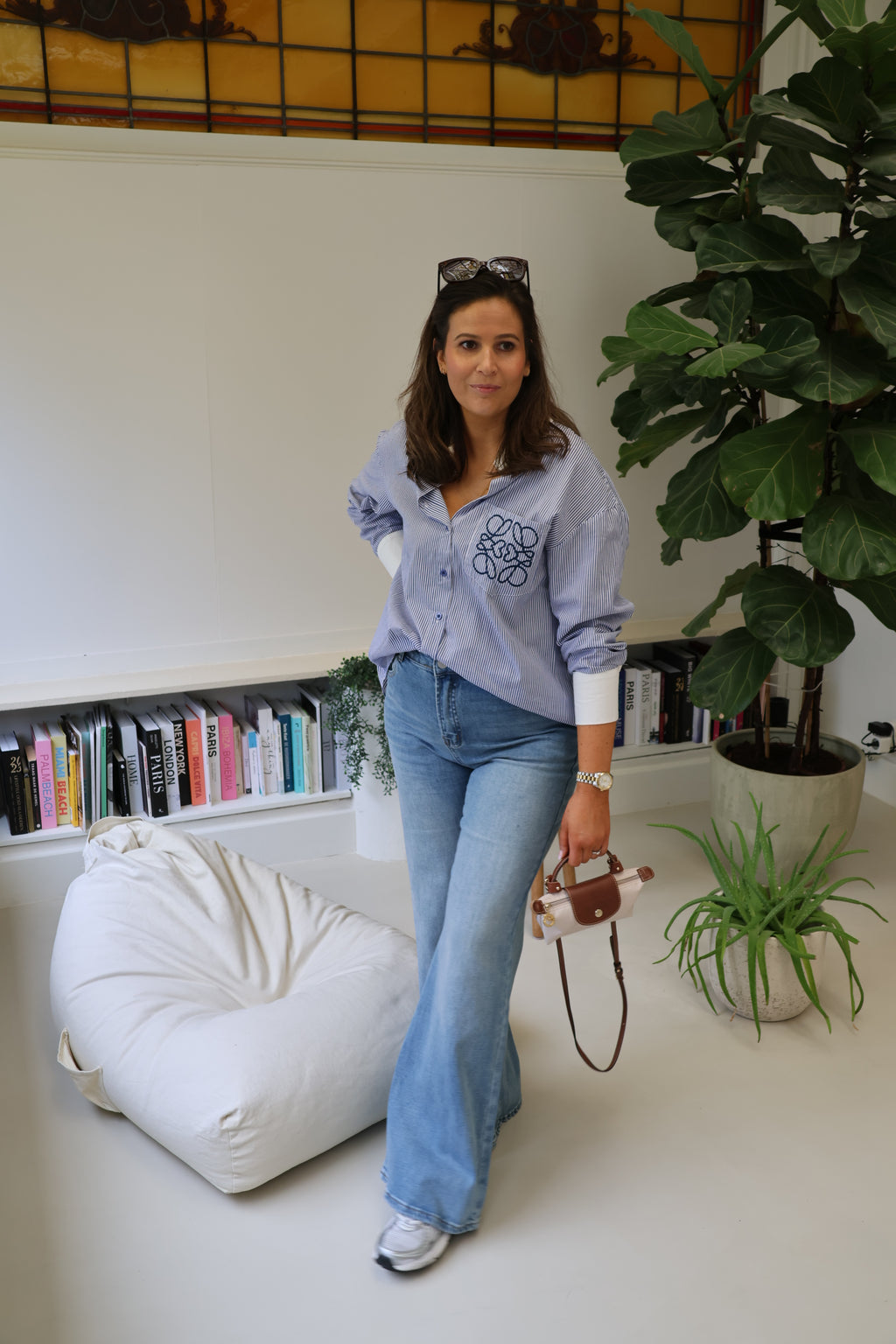 Nienke gestreept detail hemdje marine