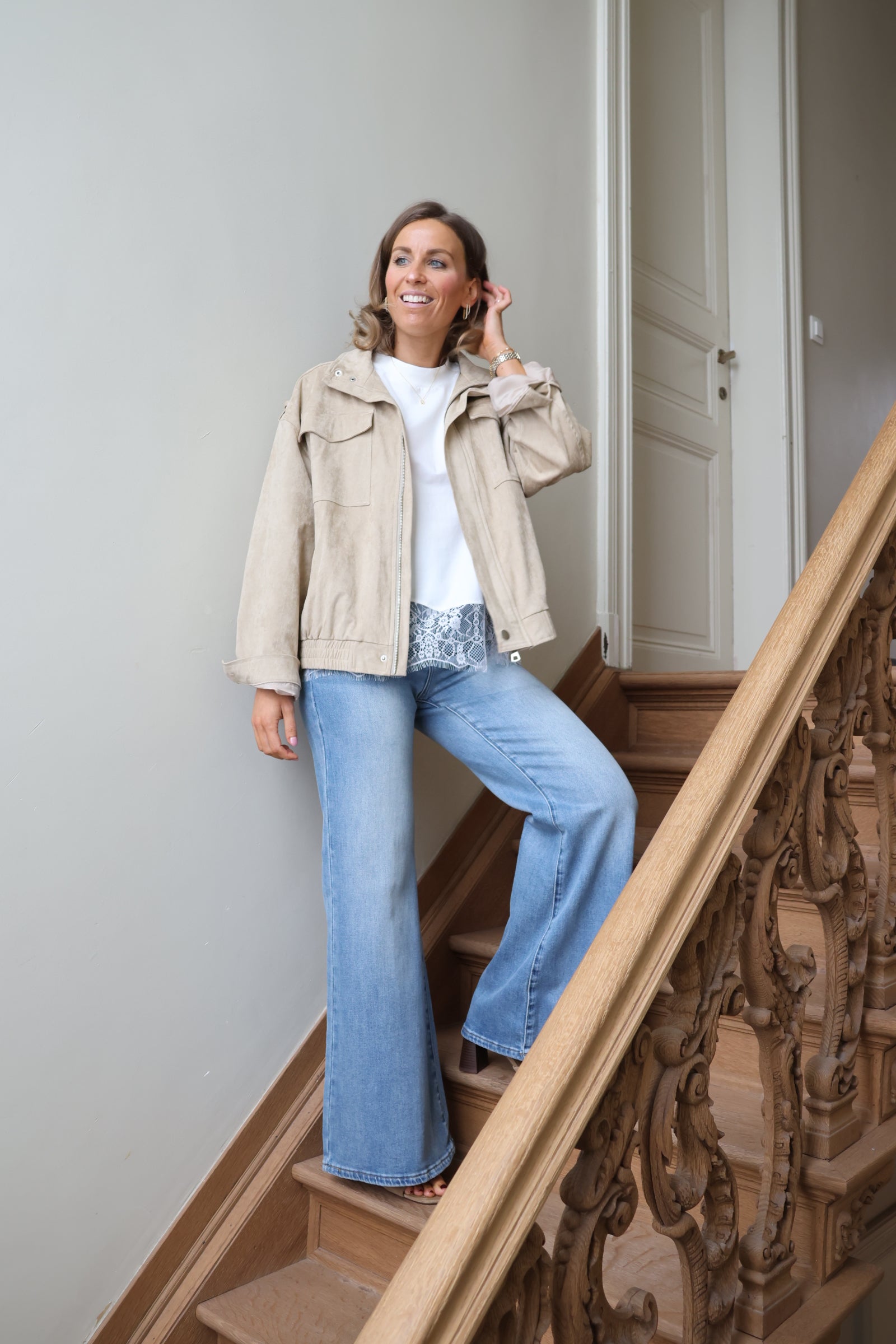 Manon suède jasje beige