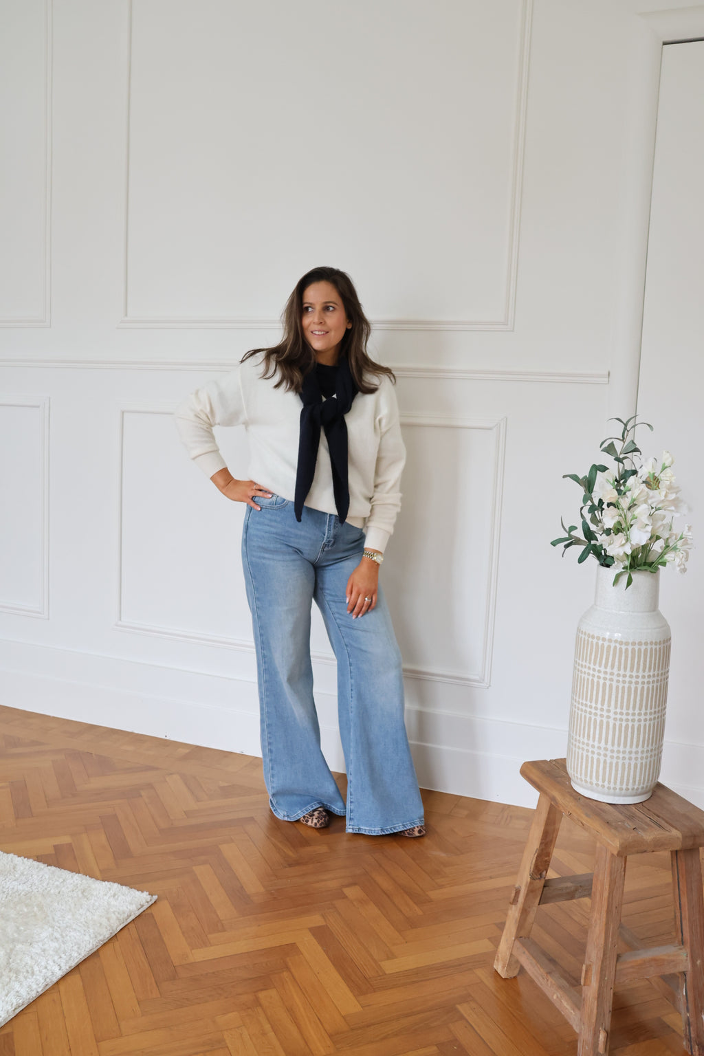 Manon V-neck knit gebroken wit