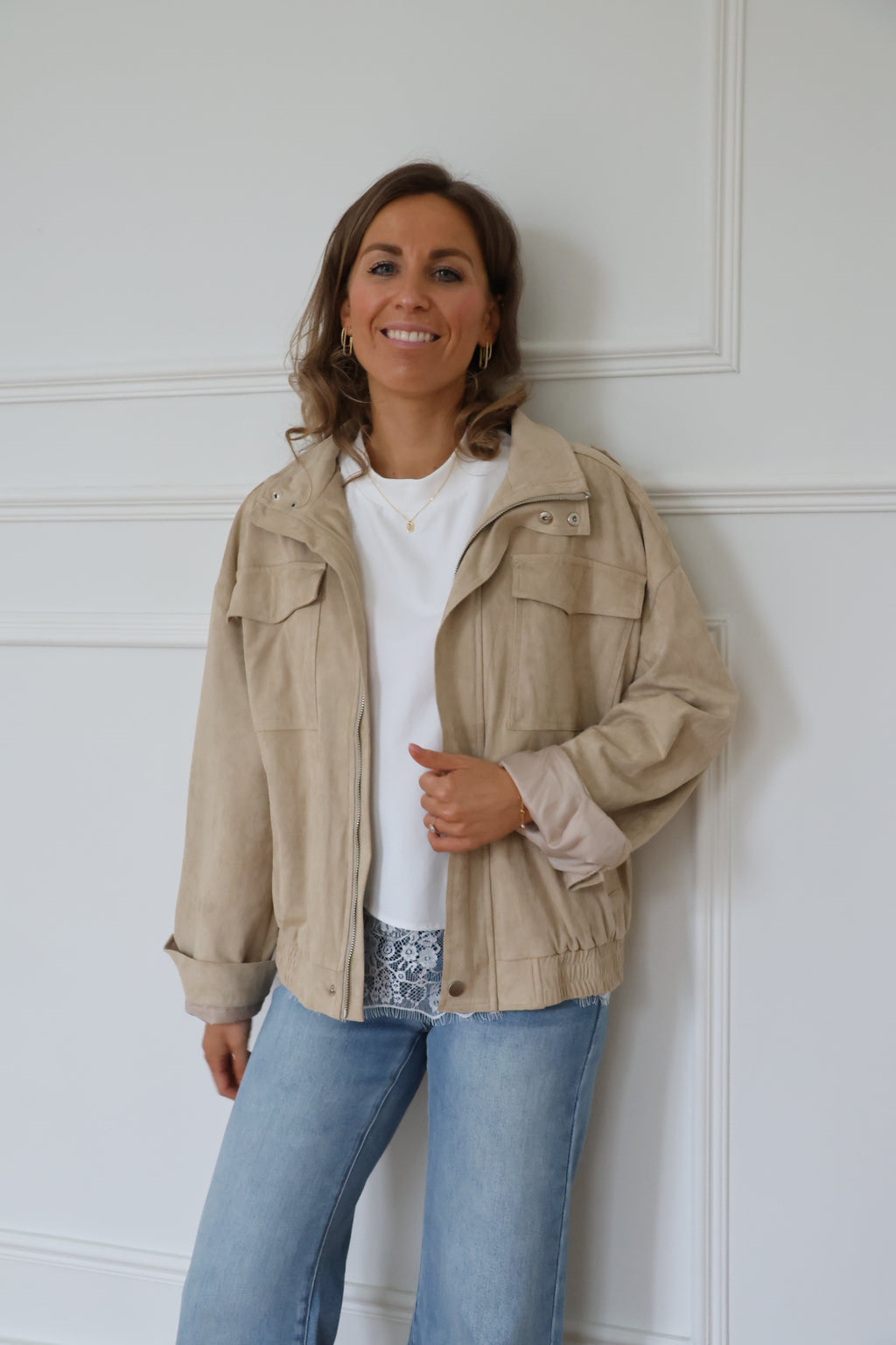 Manon suède jasje beige