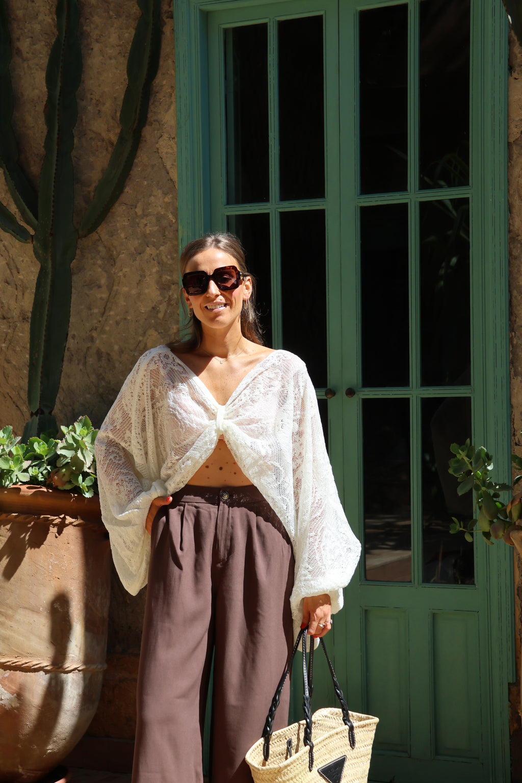 Madeleine open rug blouse ecru