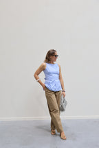Emilia gestreepte top met open rug blauw/wit