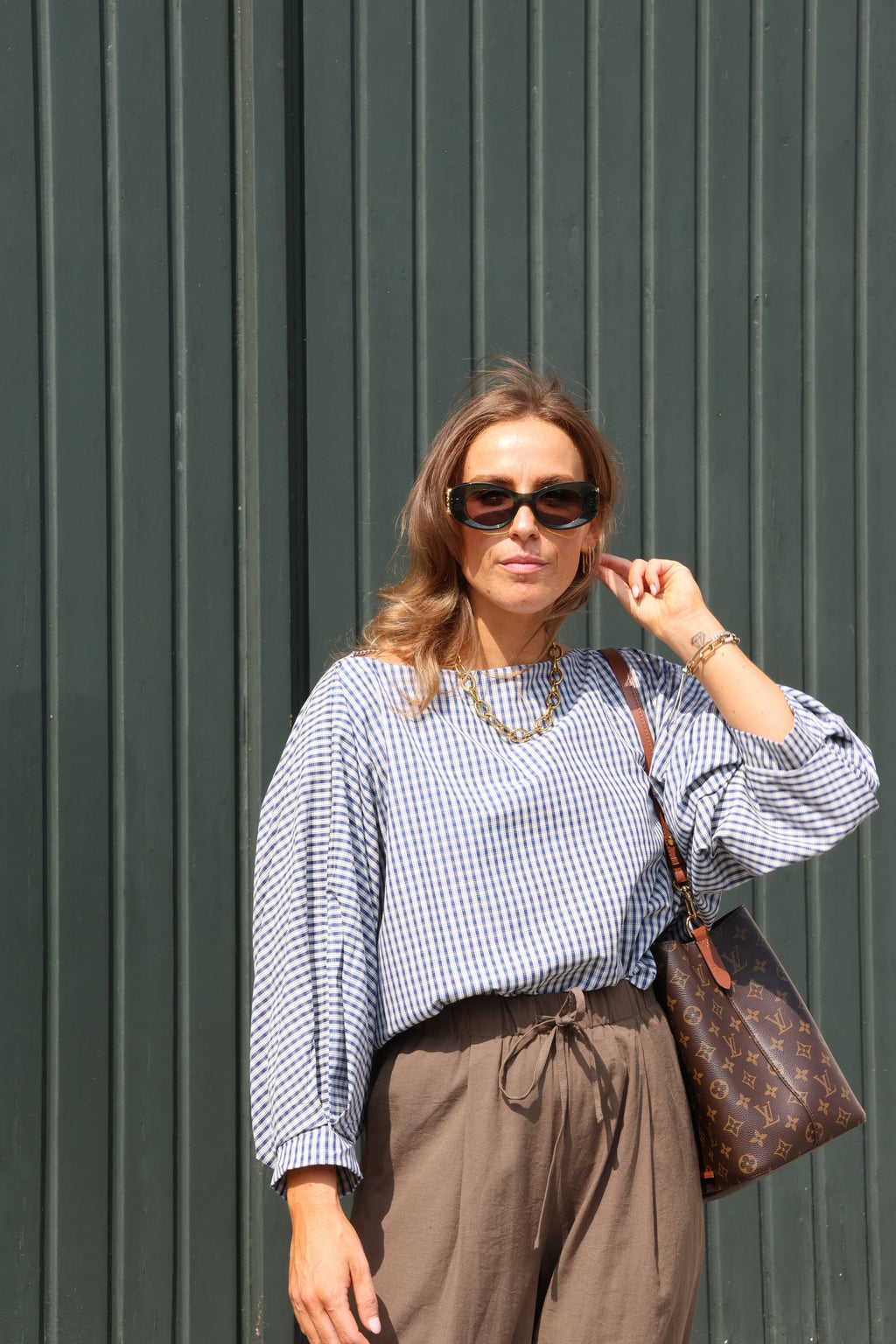Lucy carreaux blouse blauw