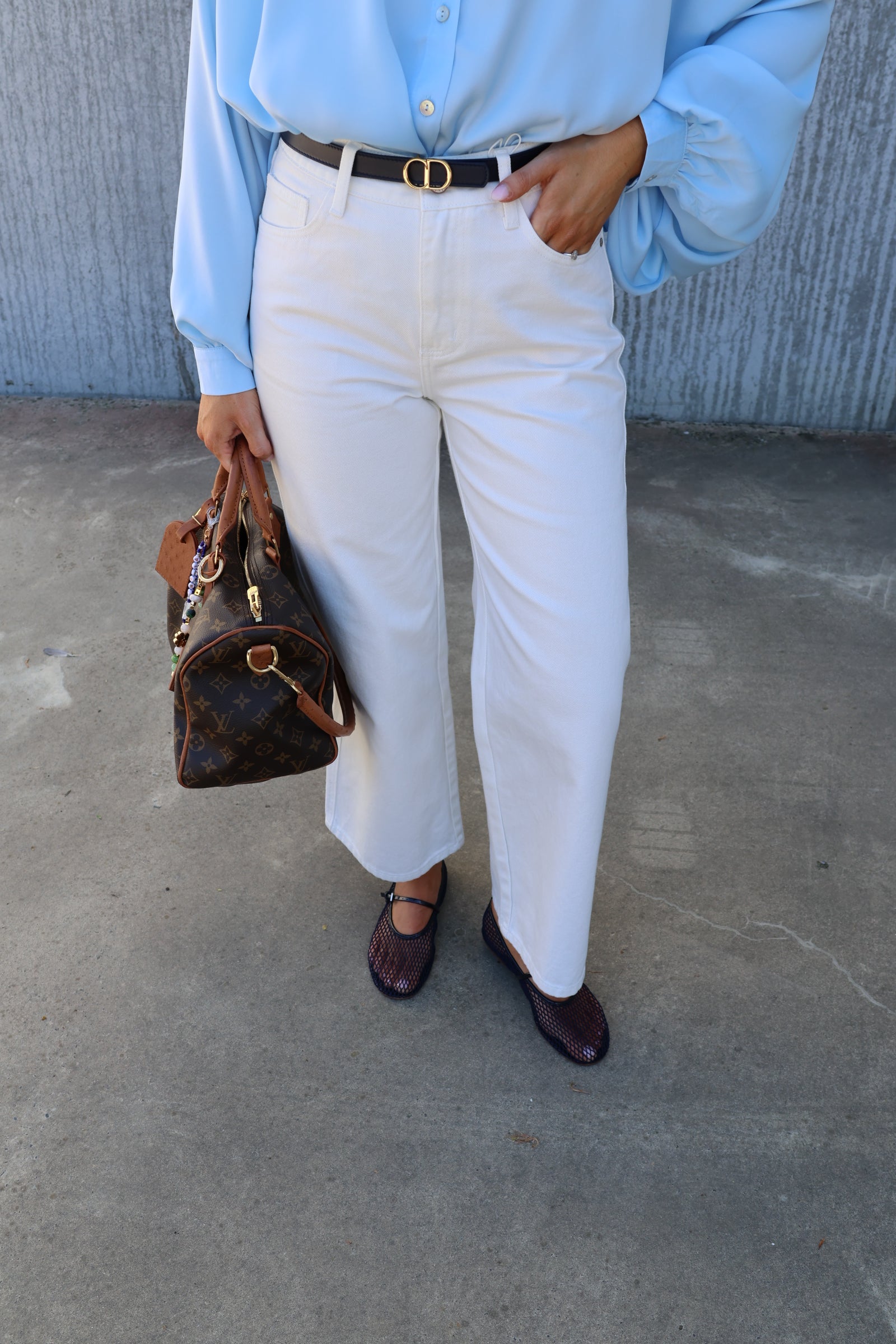 Bobbie cropped wide jeans wit