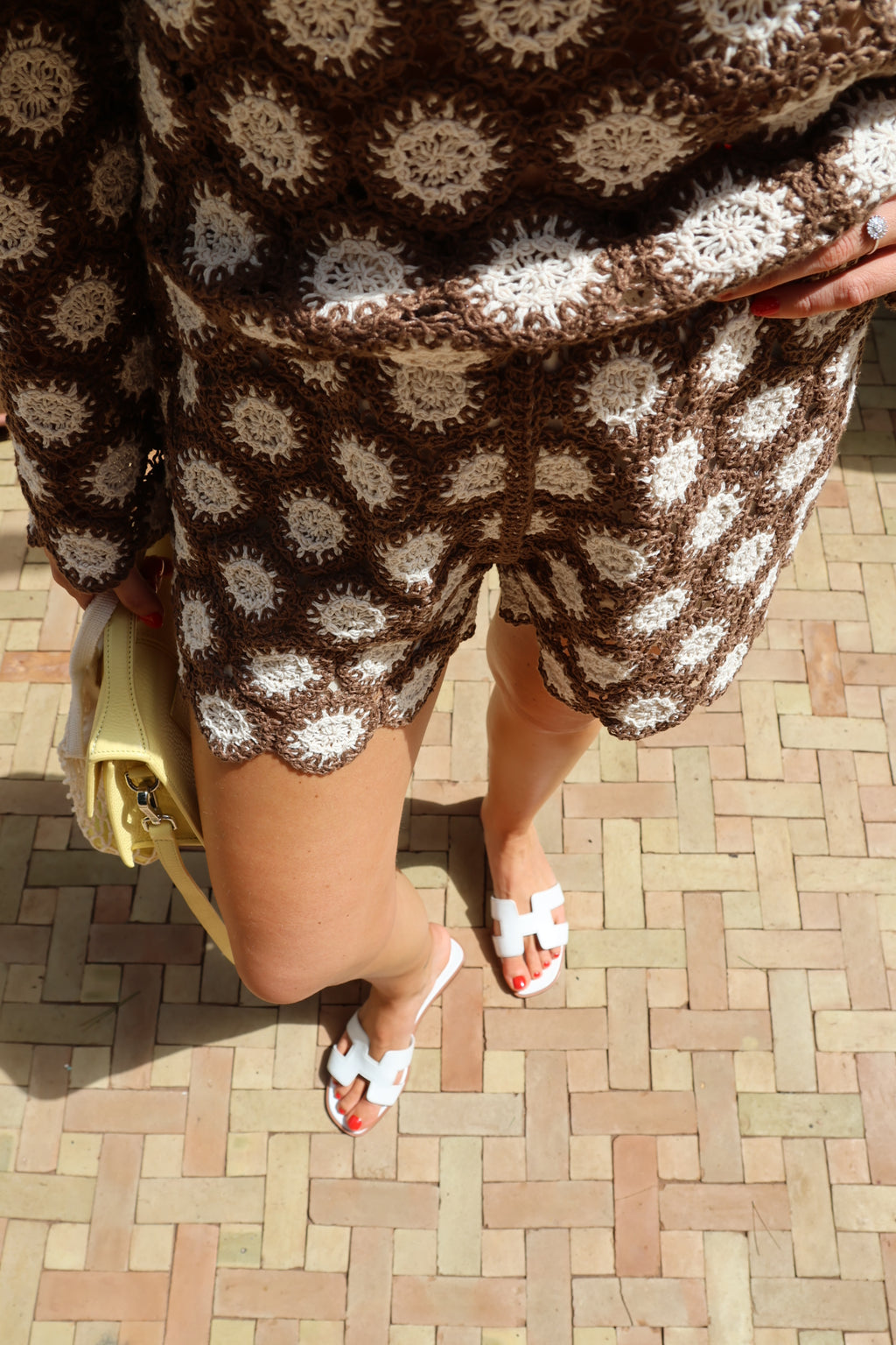 Lucille crochet short bruin/crème