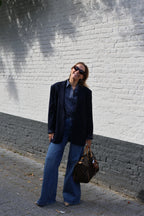 Ine wide leg jeans met plooidetail - long length