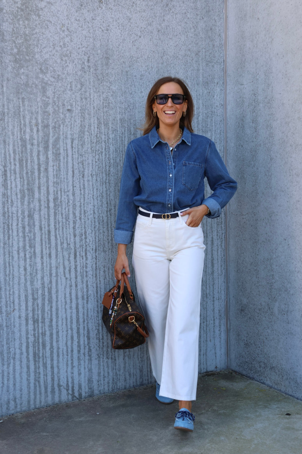 Bobbie cropped wide jeans wit
