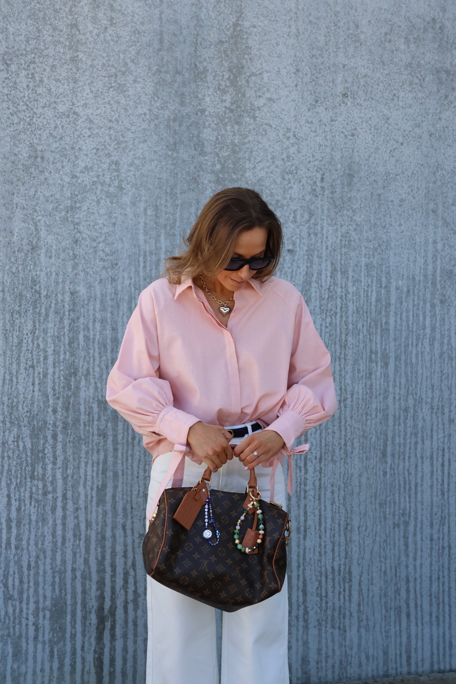 Lola blouse met strikdetail zalmroze