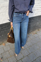Ine wide leg jeans met plooidetail - long length