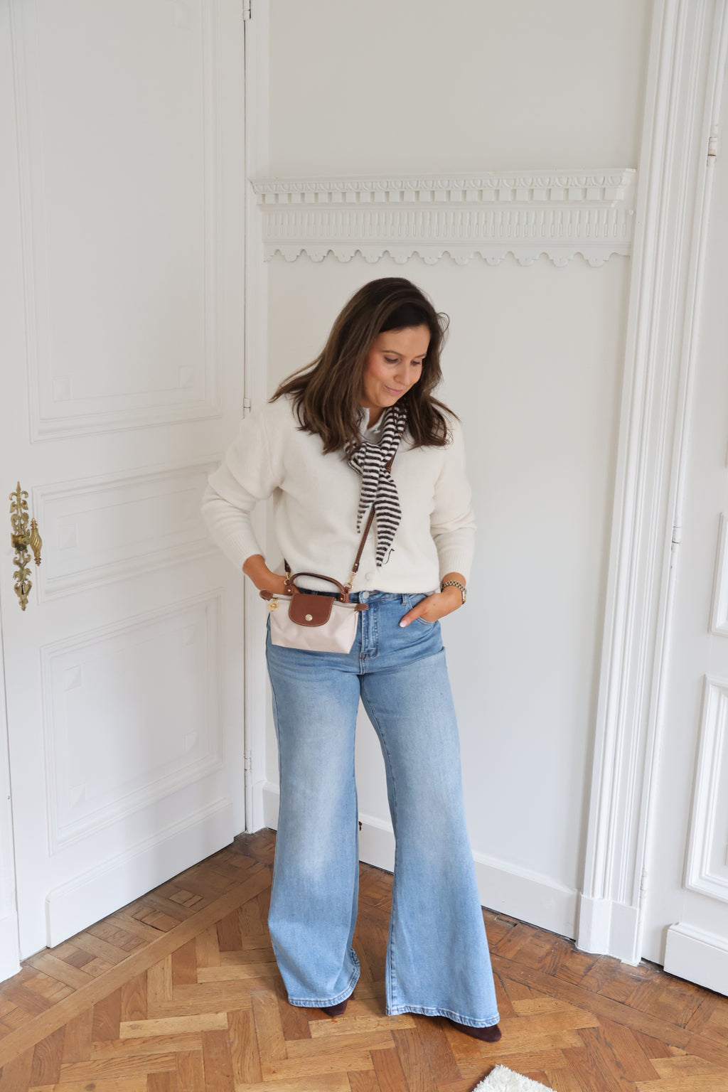 Maren ecru knit with scarf