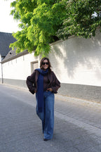 Ine wide leg jeans met plooidetail - long length