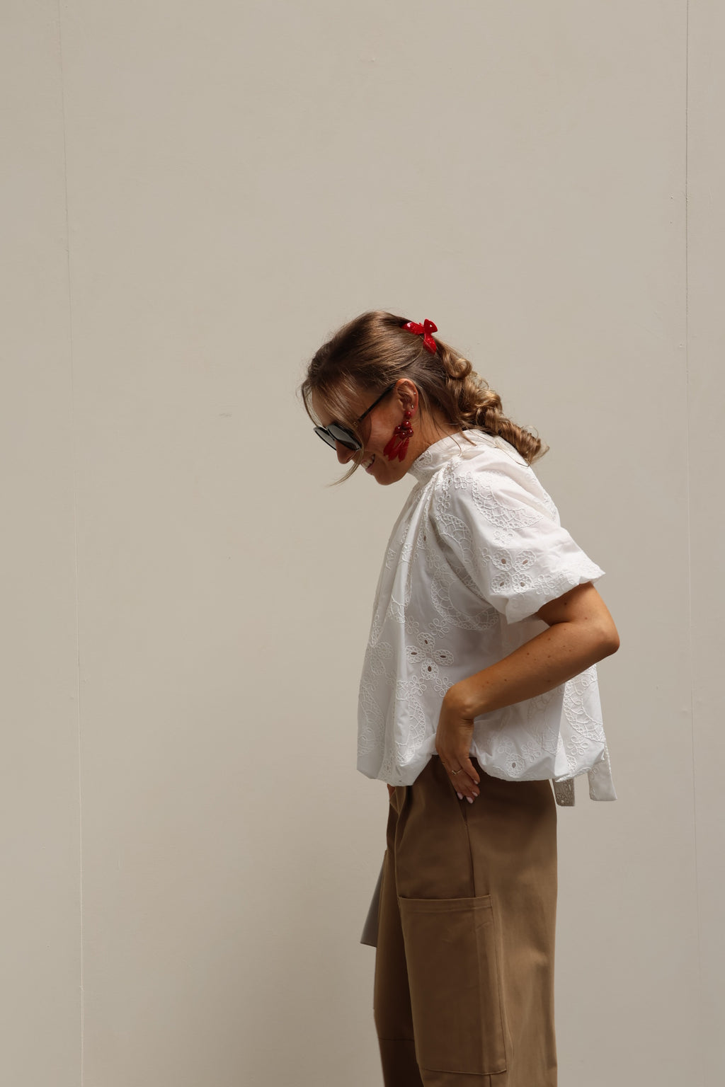 Cécile broderie blouse wit